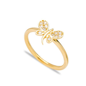 Bague élégante en forme de libellule avec zircon et bijoux en argent sterling 925 turcs populaires faits à la main en gros - Product Image 1