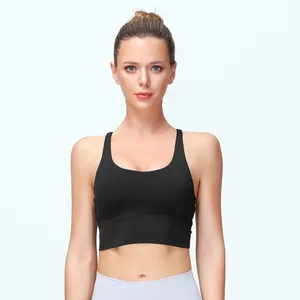 Sexy Pleated Nude Yoga Bra Women's Fitness Vest Strap Dance Latin