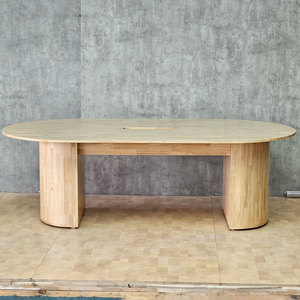 Minimalist Modern <b>Office</b> Furniture 240x120cm Oval Meeting <b>Table</b> BH68011 Made of Rubber Wood for Conference Room Hotel School - Product Image 3