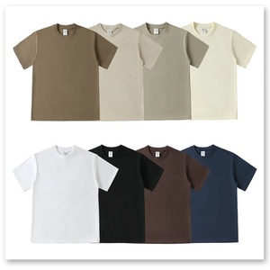 Alta calidad 320gsm 100% algodón pesado de gran tamaño hombro caído sólido manga corta Camiseta de cuello redondo en blanco ajuste limpio para hombres - Product Image 3