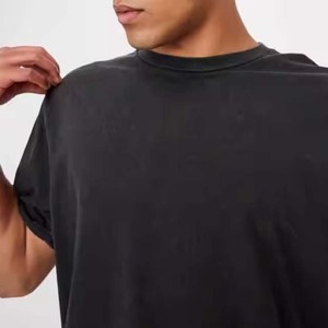 T-shirt de gymnastique pour hommes 100% coton 180g conception d'impression numérique personnalisée courte longueur avec technique de bouffée sonnerie de cou personnalisée - Product Image 3