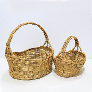 Artex Dong Thap Ensemble de 2 paniers de marché ovales en rotin avec poignée haute - Product Image 2