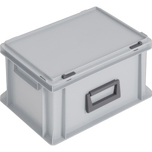 LOCKweiER 20 L Plastic Storage Bin Grey L400xW300xH233 mm 1 Handle Sliding <b>Lock</b> PP Case Size 10.2\"x11.8\"x9.1\" - Product Image 1