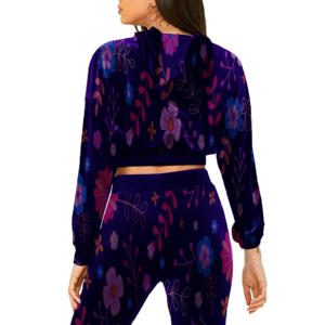 Gran oferta, conjunto de chaqueta con capucha para mujer, chándales de terciopelo de algodón, chándal, Top corto de invierno, bolsillo con cremallera, traje de jogging sólido de 2 piezas - Product Image 4