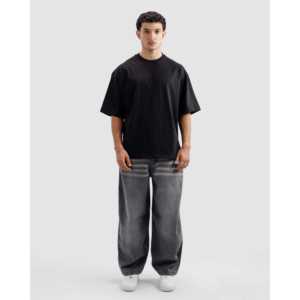 Camiseta Esencial Negra 100% Algodón, Transpirable, Antiarrugas, Casual, Ajustada, Corta, Estampado Sólido, 180 Gramos, Tejido Jersey - Product Image 5