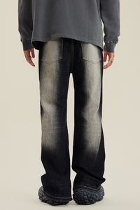 Best-seller Vêtements personnalisés unisexes Jeans droits délavés vintage en détresse Jeans denim effet délavé au soleil pour hommes - Product Image 3