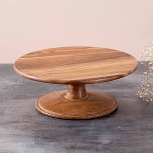 Plateau à gâteau rond en bois personnalisable, durable et écologique, décoration de table pour les fêtes d'anniversaire, technique polie - Product Image 1