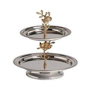 แท่นวางเค้ก3ชั้นแบบทันสมัยที่ไม่ซ้ำใครชุบนิกเกิลอุปกรณ์ตกแต่งเค้กสำหรับงานเลี้ยงวันเกิด - Product Image 5