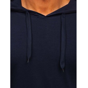 Camiseta con capucha personalizada azul marino ropa de gimnasio hombres deporte venta al por mayor músculo Fitness camiseta con capucha para hombres - Product Image 4