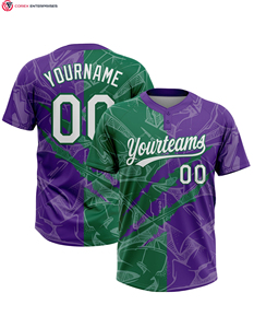 Jersey de softbol unisex personalizado Dos botones Púrpura-Crema Diseño de rasguño Jugador juvenil Equipo Jersey de Softbol - Product Image 5