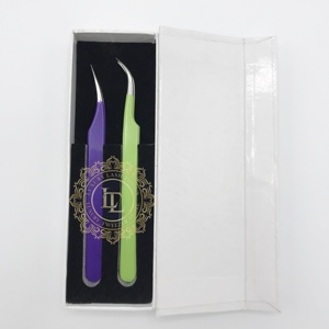 Oferta al mejor precio en caja personalizada profesional Pinzas para pestañas de acero inoxidable empaquetadas Probadas a mano y sostenibles - Product Image 3