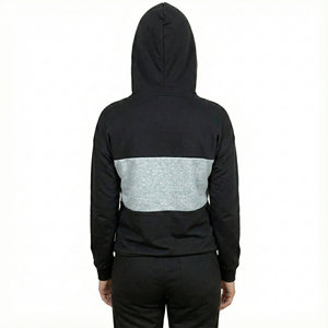 Sweats à capuche pour femmes sur mesure, à blocs de couleur, boutonnés, avec poche kangourou, manches longues, décontractés, pull-over, prix de gros OEM - Product Image 3