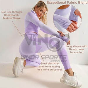 Ensemble de tenues de sport sans couture 3 pièces pour femmes veste d'entraînement respirante soutien-gorge de sport Leggings pour exercice de Fitness motif imprimé de Yoga - Product Image 3