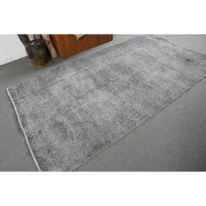 Tapis turc 4,7 x 8,4 pieds, tapis oriental vintage en laine gris - Product Image 2