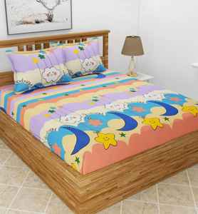 Flat Bedsheet for children | 90x90 Inches (Full Size) with 2 <b>Pillow</b> Covers | Cotton bedsheet for children Cozy <b>Bed</b> Sheet Set - Product Image 3