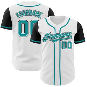 Custom White Teal-Black Authentic Two-Tone <b>Printed</b> Baseball Jersey Sportswear 100% Polyester Quick Dry - Product Image 1