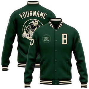 Personalizado verde personalizado-negro bombardero Full-Snap Varsity Letterman chaqueta cortavientos Streetwear vintage hombres Varsity chaqueta - Product Image 1