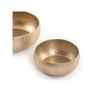 Lot de 2 bols de service en laiton Meilleure vente bols à mélanger ronds plaqués or martelés Design élégant fait main - Product Image 6