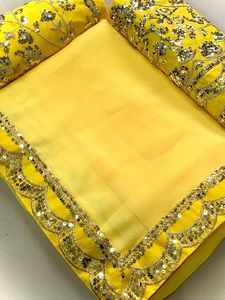 Bollywood Hermosa seda Banglory con Secuencia bordado trabajo Saree - Product Image 5