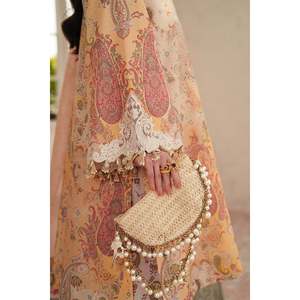 เสื้อชีฟองลายปักดิจิตอล BAROQUE-3PC พร้อมผ้าคลุมไหล่ผ้าไหมและกางเกงขายาวสำหรับฤดูใบไม้ผลิ/ฤดูร้อน-BIC-014 - Product Image 5
