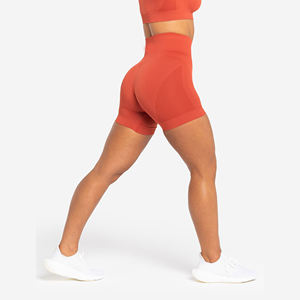 Shorts Deportivos Elásticos de Cintura Alta Personalizados para Mujer, Transpirables, de Spandex/Poliéster, Ajustados, para Gimnasio, Yoga, Correr, Color Sólido - Product Image 2