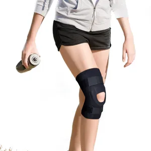 Lage Hoeveelheid Ademend Verstelbare Zwart Artrose Sport Been Brace Metalen Scharnierende Knie Wrap Ondersteuning