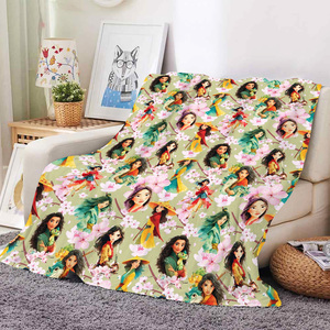 Couverture en flanelle super douce, design <span class=keywords><strong>personnalisé</strong></span> rose et violet sur le thème des princesses, sans minimum de commande, pour canapé. - Product Image 4