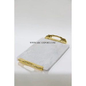 Bandeja de cocina de comida de mesa de calidad superior con cuchillos de mantequilla Bandeja de servicio de comida de mármol negro de gran tamaño de alta demanda de lujo - Product Image 2