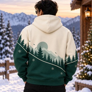 เสื้อฮู้ดดี้ผ้าฟลีซคอตตอน 100% พิมพ์ลายปักลายคริสต์มาส แบบยูนิเซ็กซ์ สำหรับฤดูหนาว ขายส่งแบบ OEM - Product Image 2