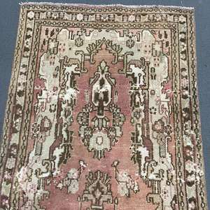 Tapis turc 3,37 x 9,7 pieds, tapis vintage, tapis oriental brun en laine - Product Image 2