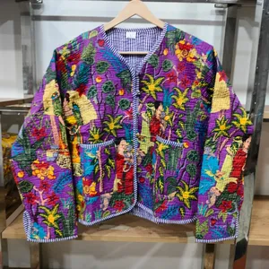 Ladies Reversible Quilted Bomber Jacket Water Resistant Waist Length Full Sleeve Winter Outerwear Fringed Appliques <b>Feathers</b> - Product Image 4