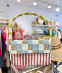 Bolso de hombro con cuentas de rayas mixtas Daily Ware para mujer, bolso con solapa de bloques de color, hecho a mano con cuentas de semillas, bolso de moda para fiesta de verano - Product Image 3