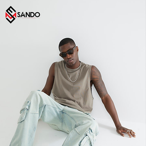 Factory Price 220gsm 100% Cotton Quick-Drying Breathable <b>Knitted</b> <b>Tank</b> <b>Top</b> for Men Custom Logo Sleeveless Plus Size Gym T-Shirt - Product Image 4