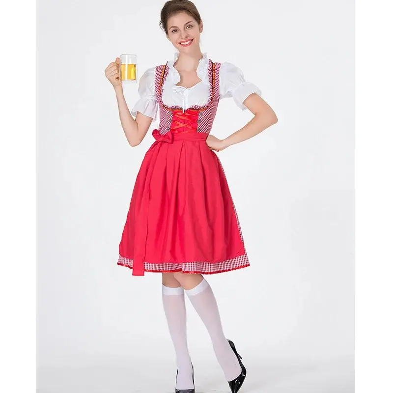 Gaun Dirndl gaya baru desain disesuaikan dan warna Oktoberfest Halloween Dirndl Bavaria pakaian Dirndl