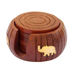 Wood Coaster <b>Set</b> of 4pcs Wooden Holder Unique and Custom Color <b>Teacup</b> Coaster Manufactured in India - Product Image 1