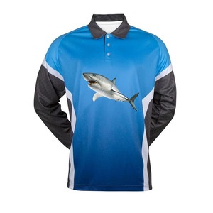 Polos de pesca con cuello de botón personalizado, sublimación de manga larga Anti-UV Upf 50, ropa de pesca transpirable de secado rápido para hombres - Product Image 1