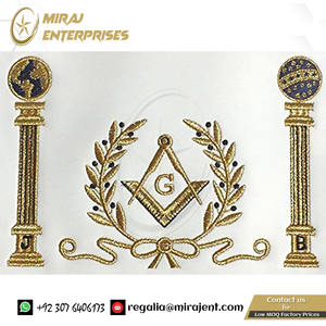 Personalizado AZUL MARINO CON PILARES-MASTER MASON BLUE LODGE DELANTAL Masonic Master Mason Delantal Proveedor - Product Image 5