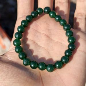 Natural Green Jadeite 925 Silver 8mm Smooth Beads <b>Adjustable</b> Luxury Handmade <b>Bracelet</b> Genuine Healing Crystal Gift for Women - Product Image 1
