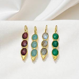 6x4mm Oval 925 Silver Bezel Set Gold Plated Handmade Women's Trendy 3 Stone Pendant Birthstone <b>Healing</b> Charms <b>Crystal</b> Rhinestone - Product Image 5