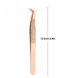 Pinces à cils en acier inoxydable rose personnalisées Poignées en diamant Anti-magnétiques Droites Volume Extension de cils Outils professionnels - Product Image 4