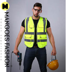 Haute visibilité travailleur de la Construction gilet de sécurité Logo personnalisable en gros poche gilet de sécurité coloré réfléchissant haute visibilité - Product Image 4