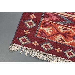 พรมตุรกีโบราณ ขนาด 2.9x4 ฟุต สีแดงเบจ ลายอิคัต - Product Image 3