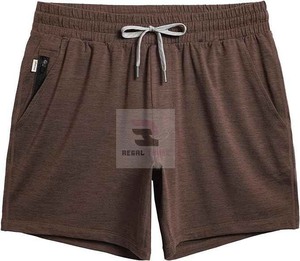 Pantalones cortos de gimnasio con cintura elástica cómodos para hombre, pantalones cortos atléticos con patrón sólido y cremallera, estilo informal ecológico con bolsillos - Product Image 6