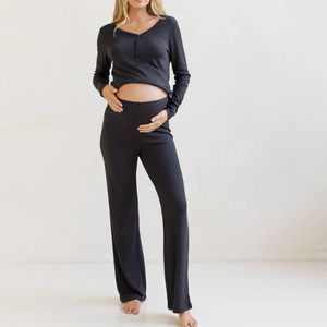 ชุดนอนแขนสั้นผ้าซาตินชุดนอนของผู้หญิงชุดนอนสีพื้นชุดนอนผู้หญิงใส่นอนตอนกลางคืนชุดนอนสตรีตั้งครรภ์และชุดอยู่บ้าน - Product Image 3