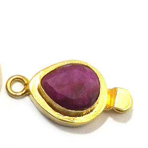 Rubí piedra preciosa 1 hebra 2 hebras y 3 hebras cierre de caja redonda 18K chapado en oro 23X12X10MM Cierre de fabricación de joyas B750 - Product Image 1