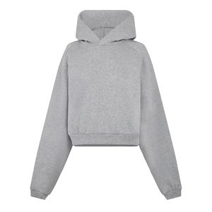 Women's <b>Acid</b> <b>Wash</b> Badge Cropped Hoodie Pullover Sweatshirt Casual Long Sleeve Blank Cotton Fleece Lined - Product Image 4