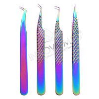 Ensemble de pinces à épiler pour extensions de cils en acier inoxydable de haute qualité, anti-magnétiques, de précision, couleur rose or personnalisée pour la Saint-Valentin