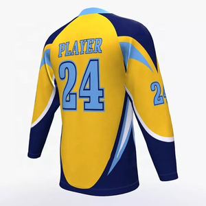 Maillot de hockey sur glace de qualité supérieure dans toutes les couleurs avec des uniformes de hockey sur glace en polyester à col rond et manches complètes - Product Image 5