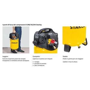 Compresseur d'air vertical sans huile Stanley DN200 10 24 monocylindre 10 bars (145 psi) 1,1 kW-1,5 CV STN598 Pompe monocylindre - Product Image 2