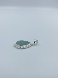 Colgante de Plata de Ley 925 hecho a mano con piedras preciosas naturales de Larimar colgantes finos de encanto Cristiano - Product Image 1